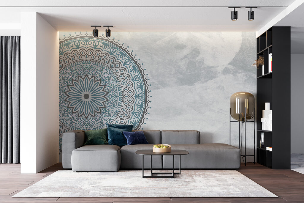 Een blauwe en grijze mandala — interieur 2
