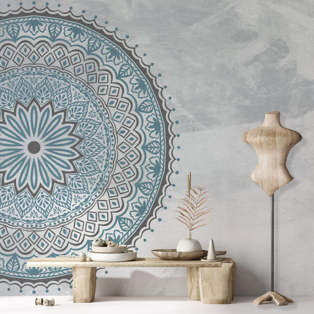 Een blauwe en grijze mandala — interieur 1