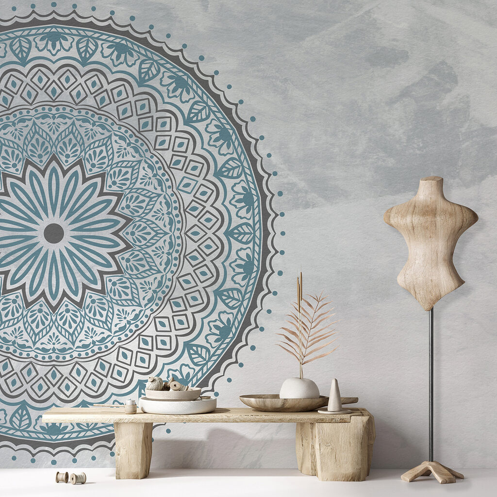 Een blauwe en grijze mandala — interieur 3