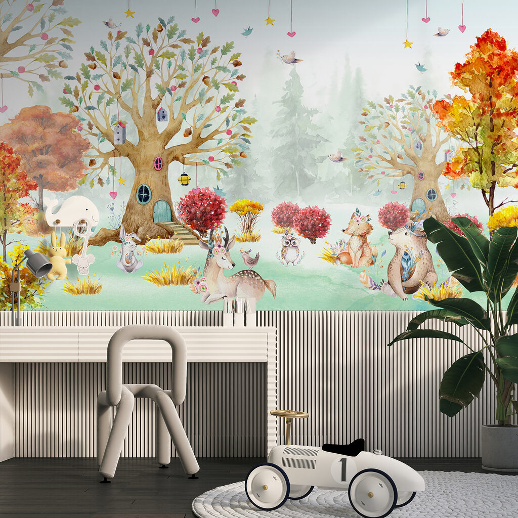 Bosvriendjes rond kleurrijke droomboom — interieur 5