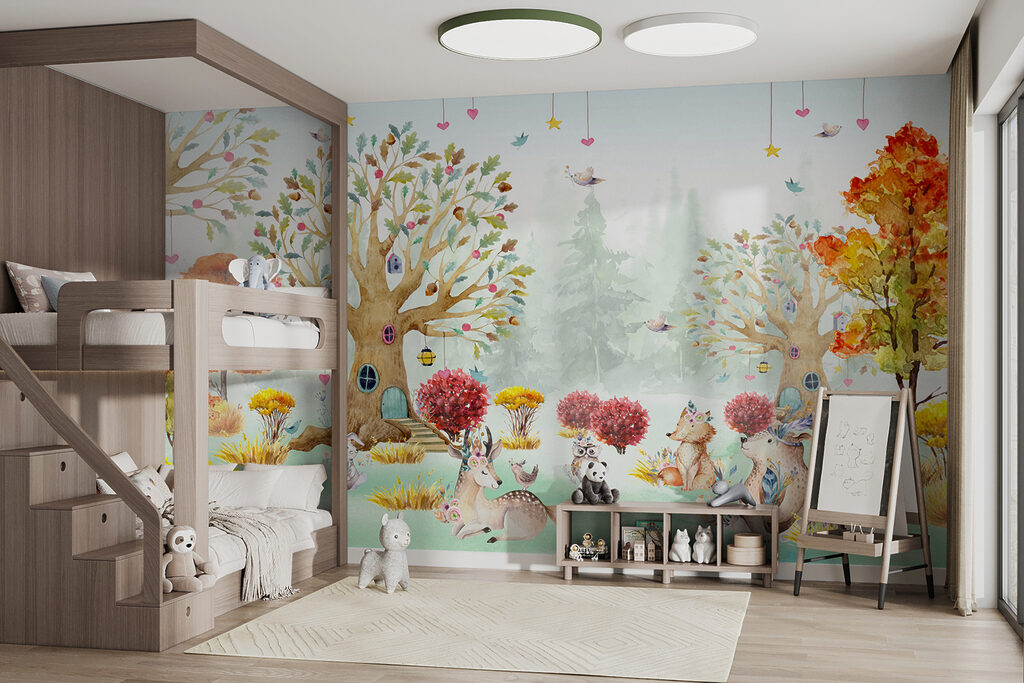 Bosvriendjes rond kleurrijke droomboom — interieur 6