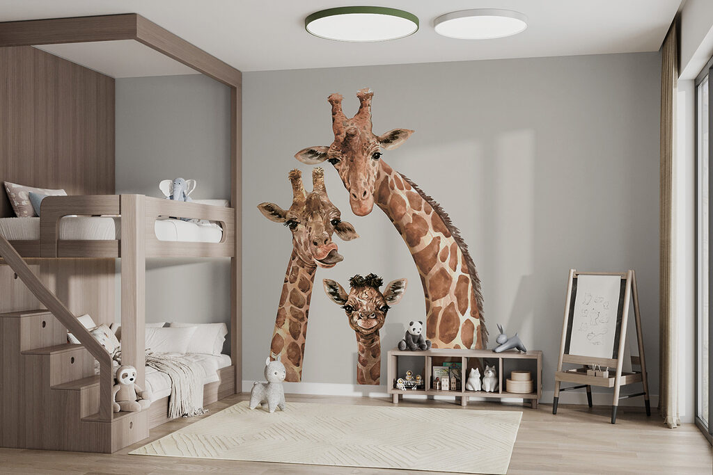 Drie giraffen kijken mee — interieur 2