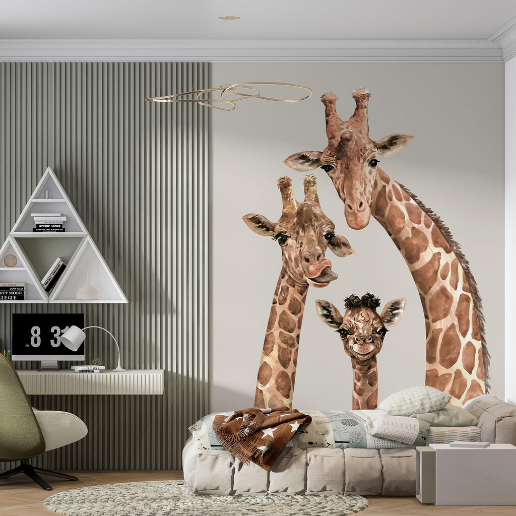 Drie giraffen kijken mee — interieur 3