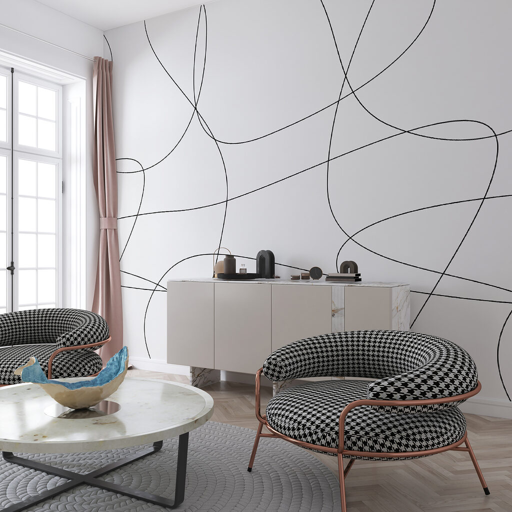 Zwarte lijnen dwalen vrij — interieur 2