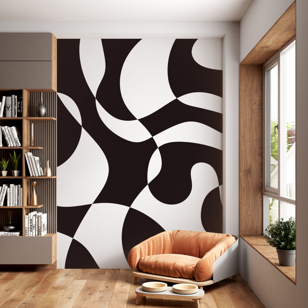 Een zwart-wit patroon in een interieur