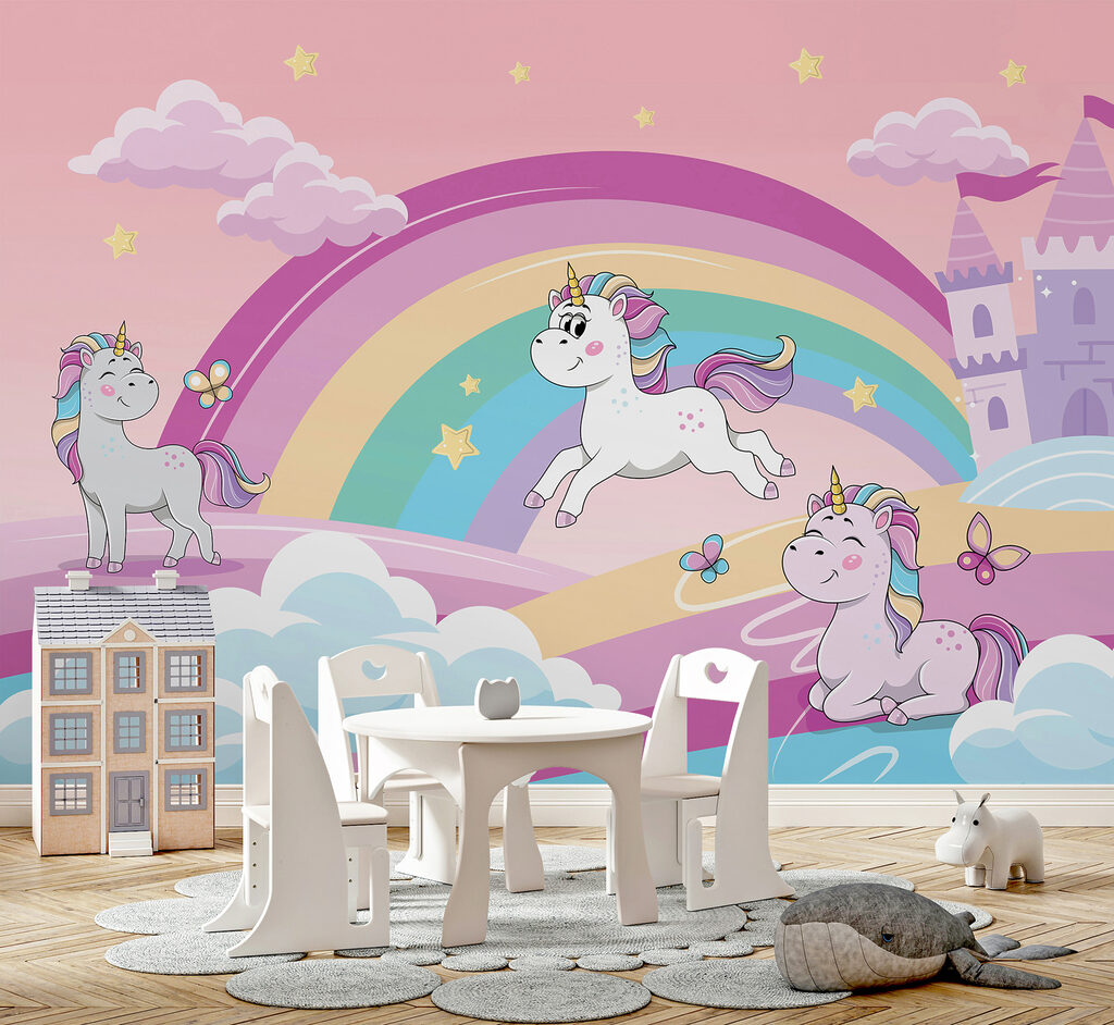 Eenhoorns bij een regenboogkasteel — interieur 1