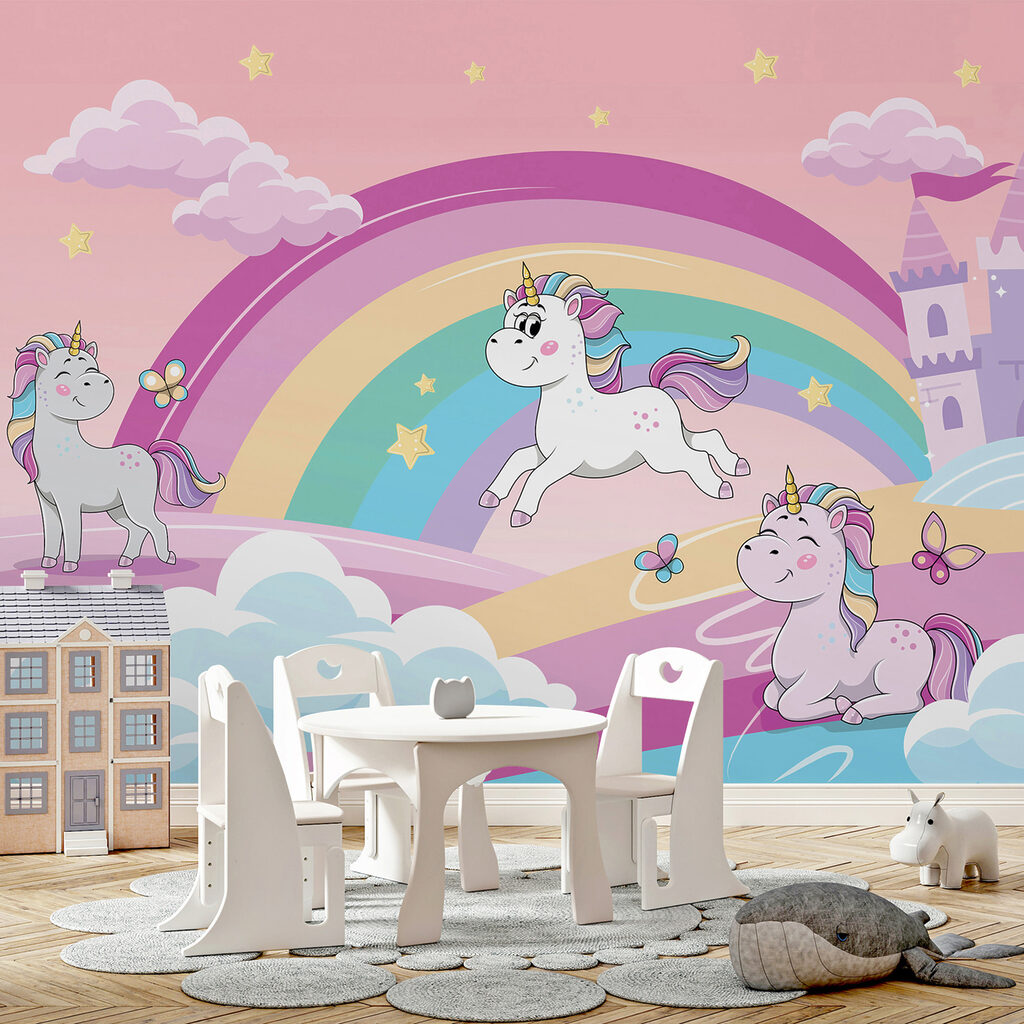 Eenhoorns bij een regenboogkasteel — interieur 4