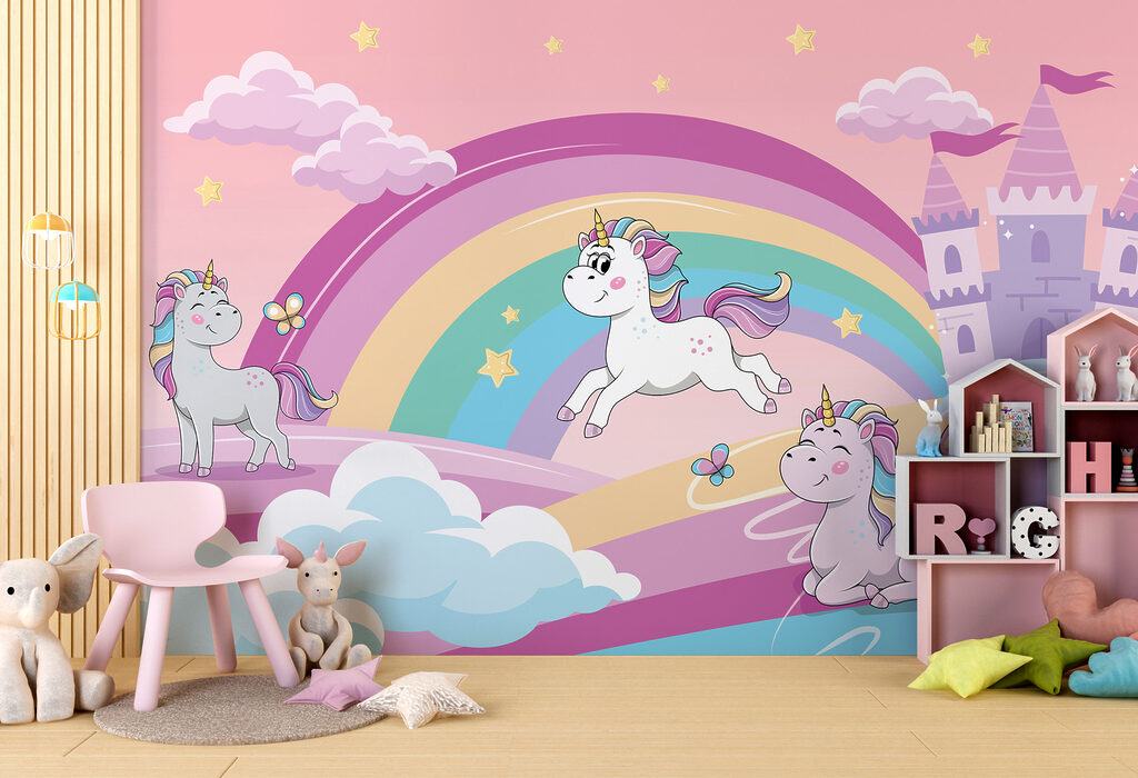 Eenhoorns bij een regenboogkasteel — interieur 3
