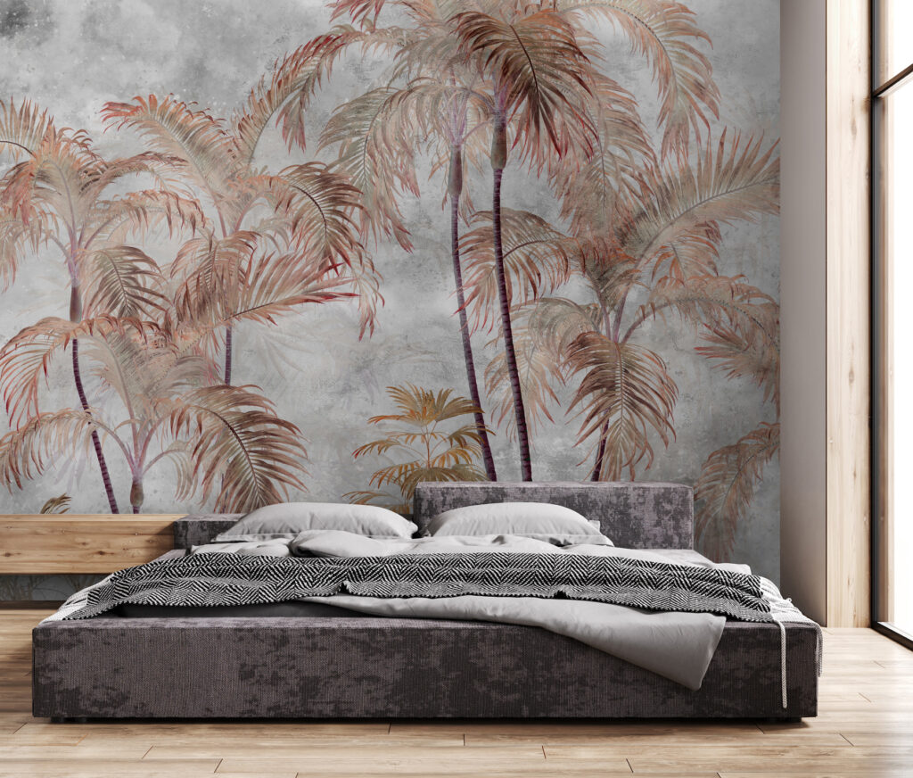 Palmen in grijze aquarel — interieur 1