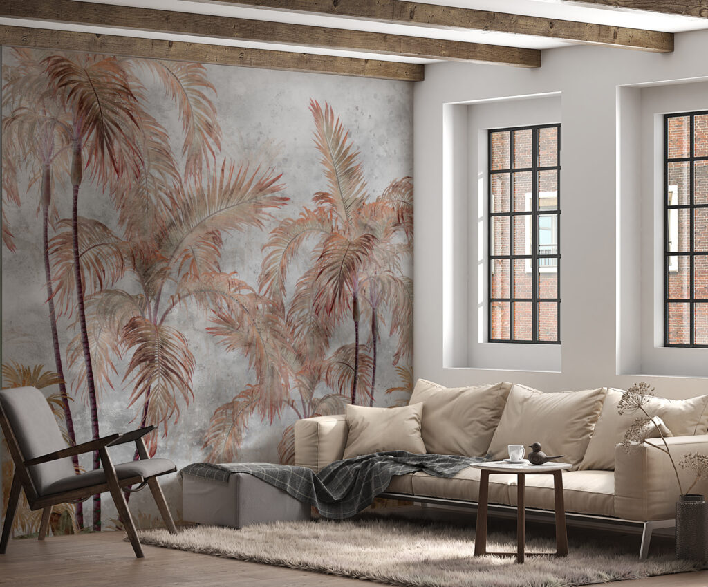 Palmen in grijze aquarel — interieur 2