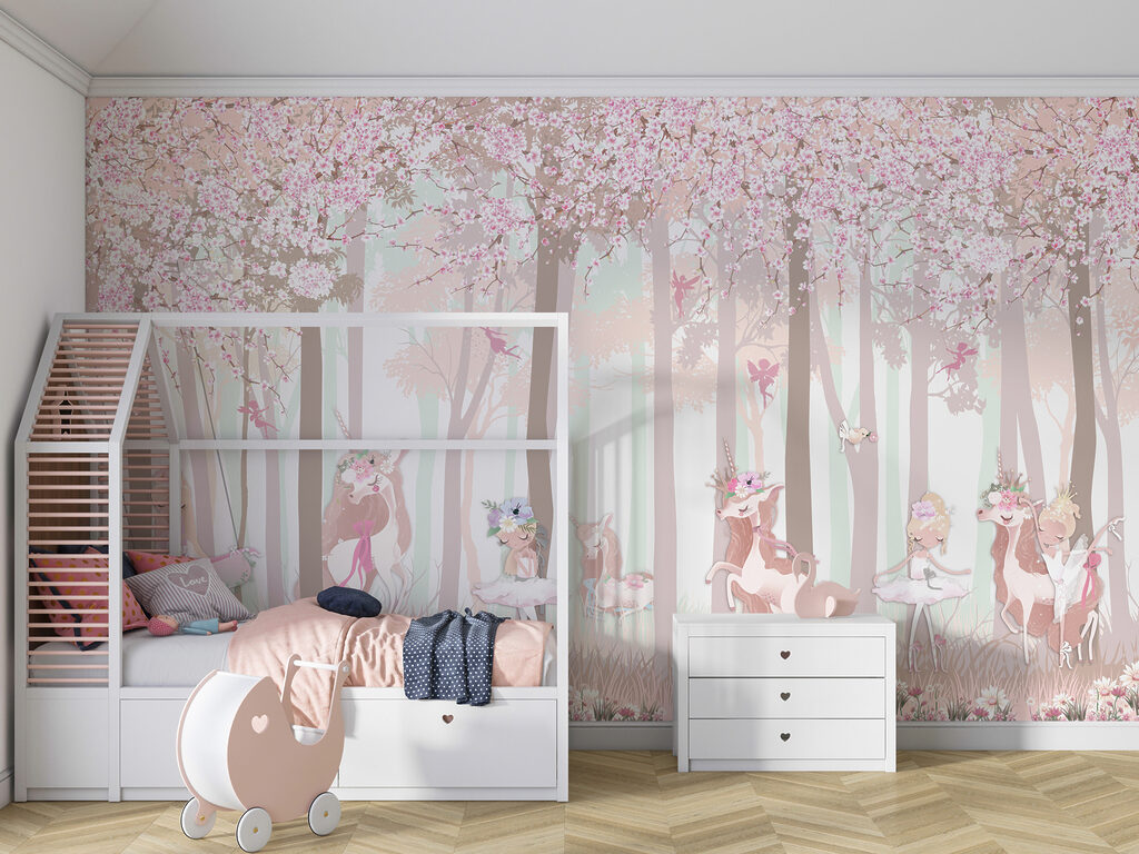 Eenhoorns in roze bos — interieur 3