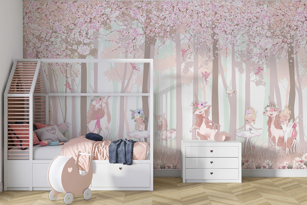 Eenhoorns in roze bos — interieur 4