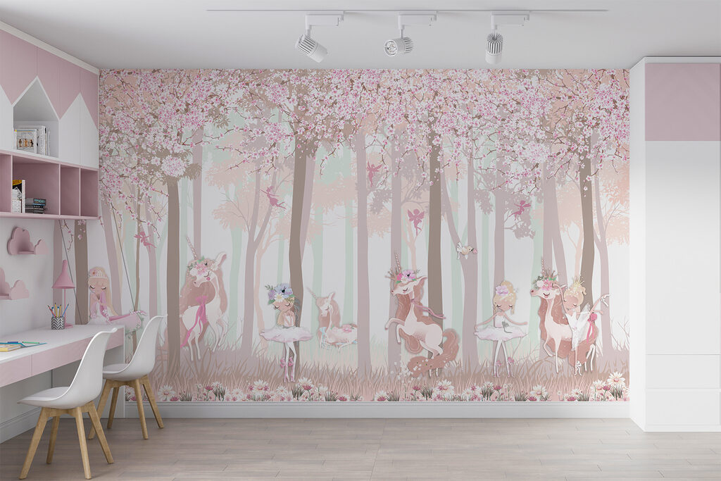 Eenhoorns in roze bos — interieur 6