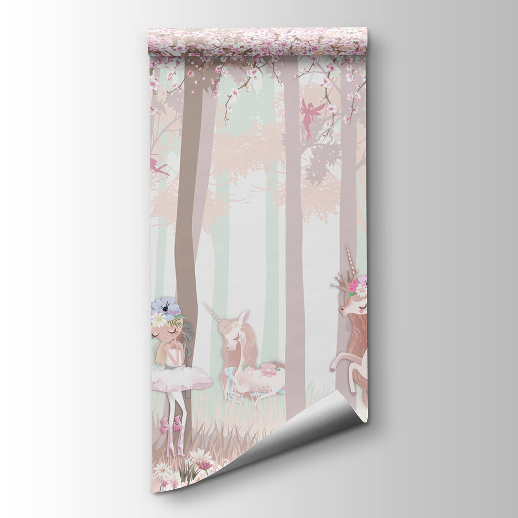 Eenhoorns in roze bos — productweergave