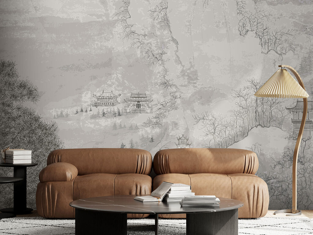 Pagoden in fijne grijstekeningen — interieur 2