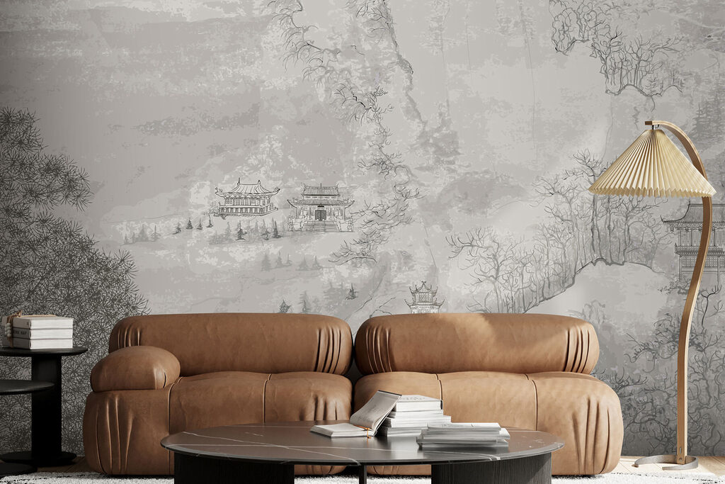Pagoden in fijne grijstekeningen — interieur 4