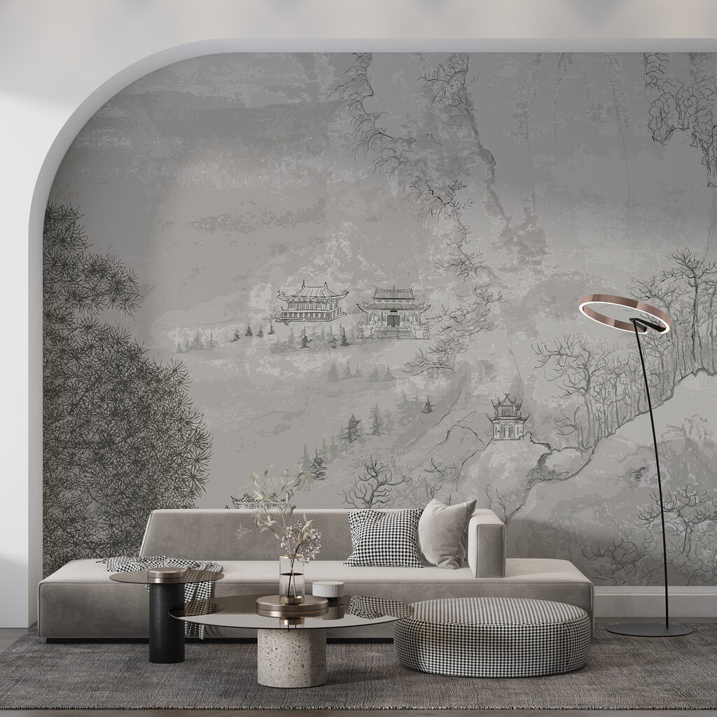 Pagoden in fijne grijstekeningen — interieur 5