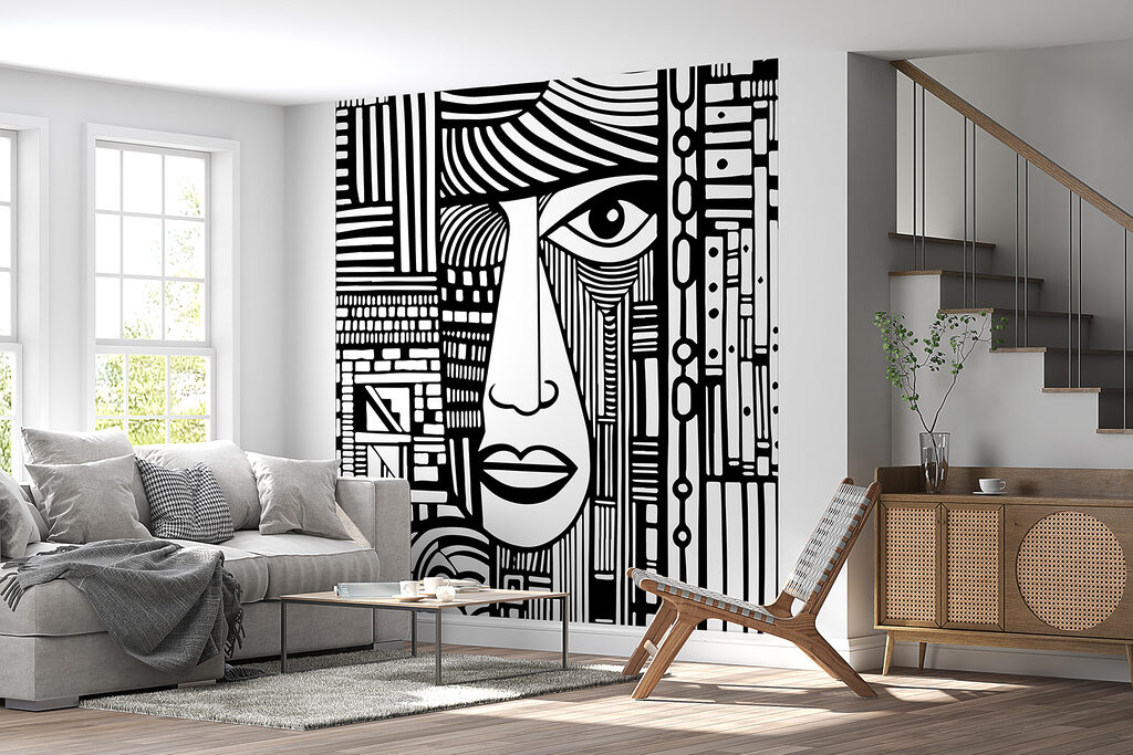 Gezicht tussen verticale lijnbanen — interieur 4