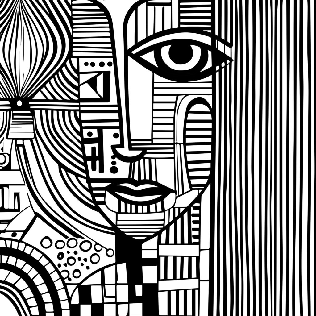 Gezichten in zwarte ritmes — volledig ontwerp