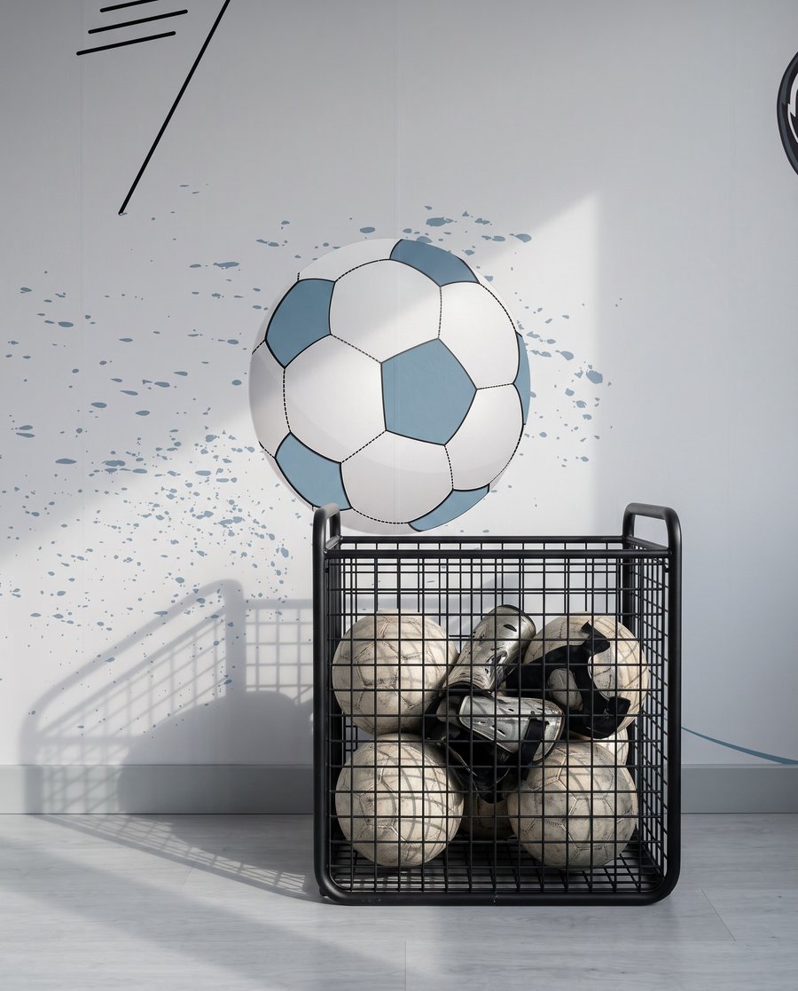 Voetballer in blauwe sprong — detail