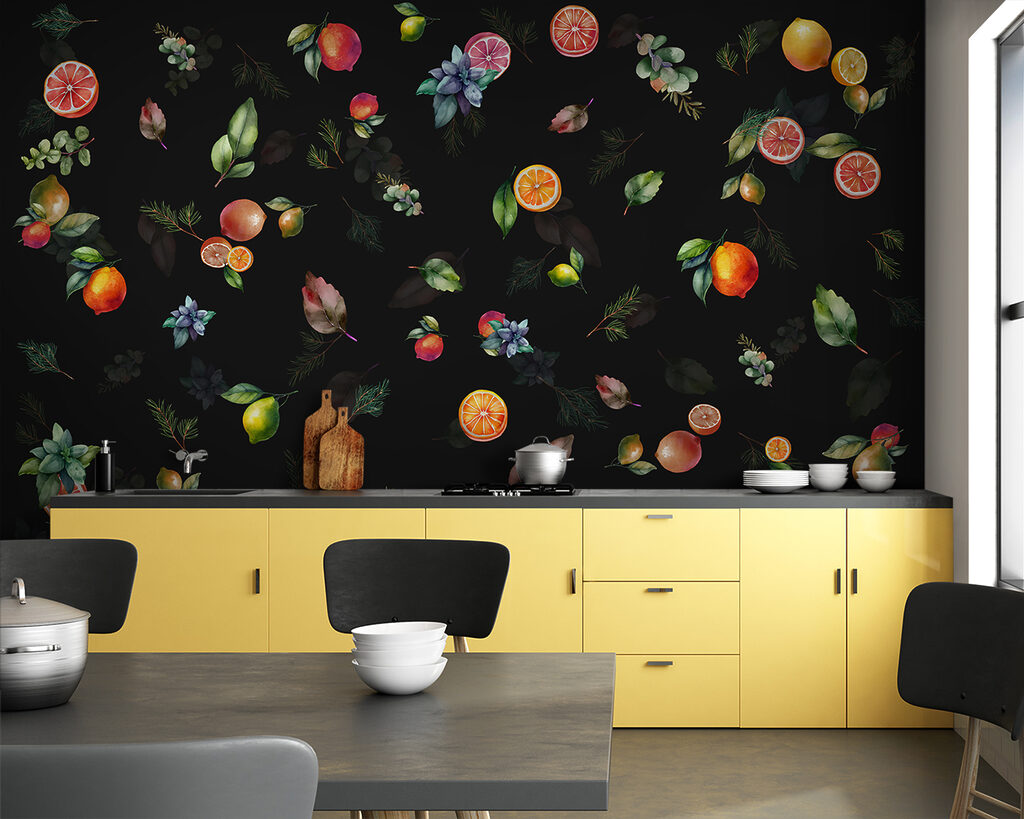 Vruchten en kleurrijke vogels — interieur 2