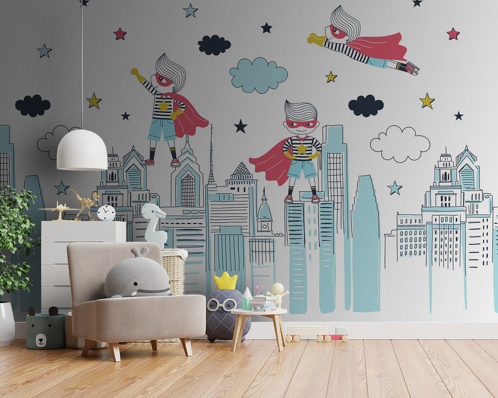 Superhelden boven de stad — interieur 1