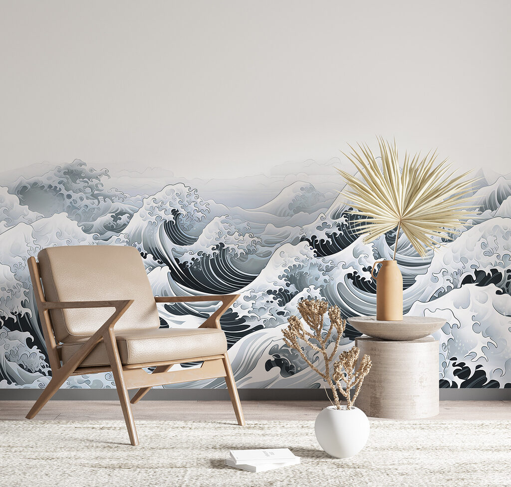 Golven in grijze houtdrukstijl — interieur 5