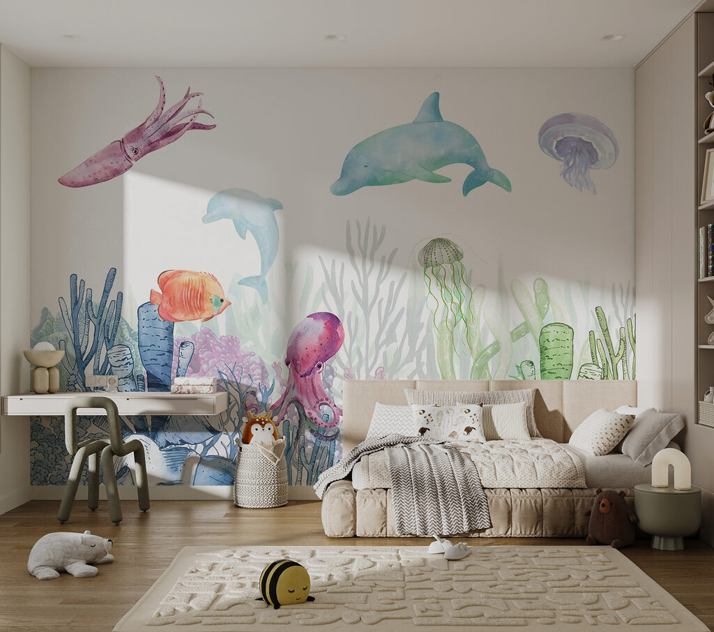 Zeevriendjes in lichte aquarel — interieur 2