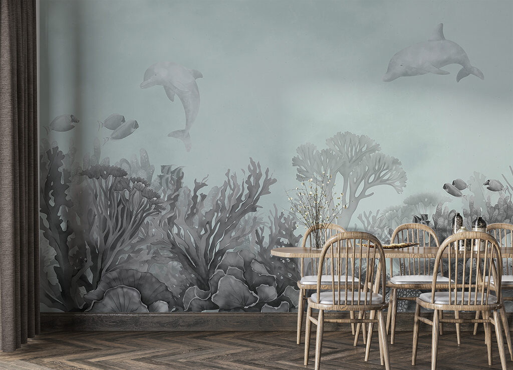 Dolfijnen boven bleke koralen — interieur 4
