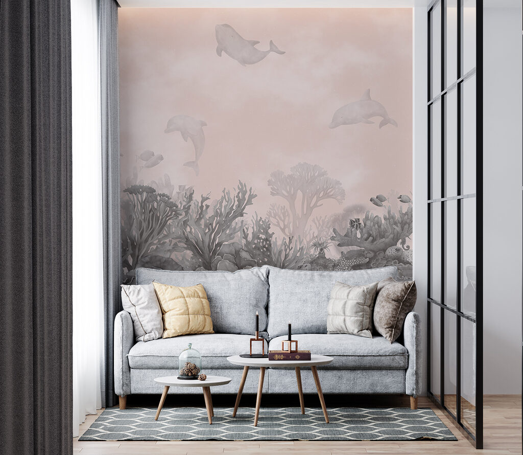 Dolfijnen in roze water — interieur 2