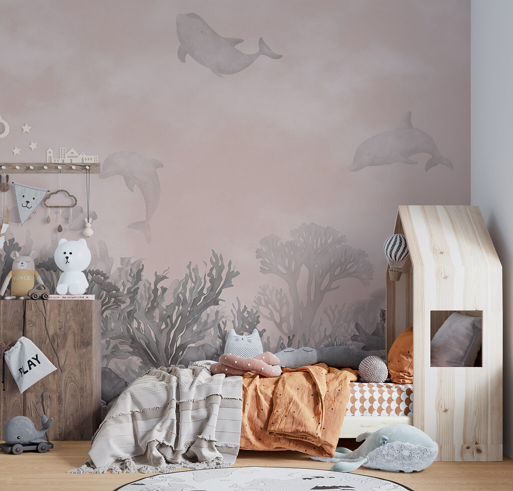 Dolfijnen in roze water — interieur 3