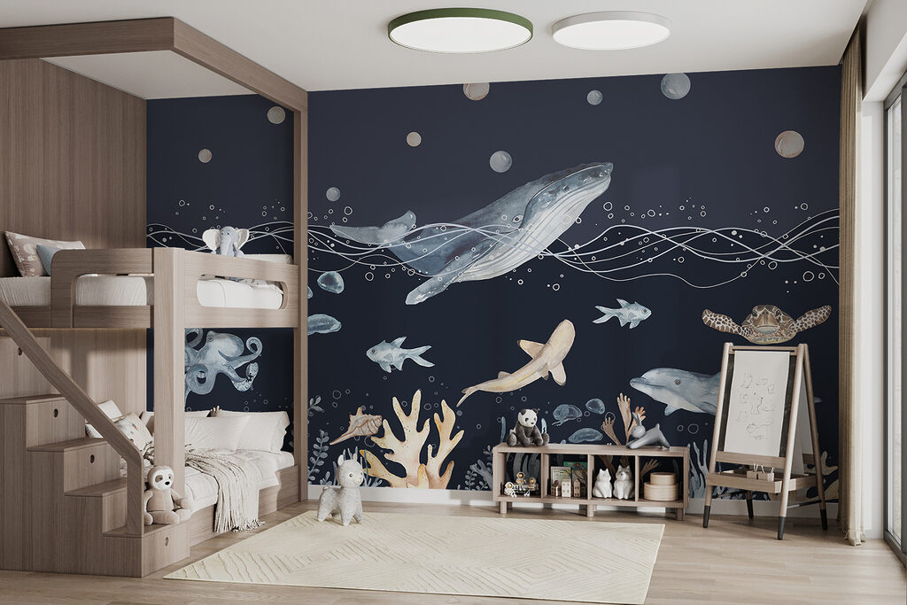 Walvis boven een koraaltuin — interieur 5