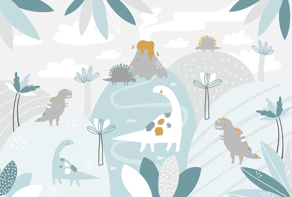 Dinosaurussen in blauwe dalen — volledig ontwerp