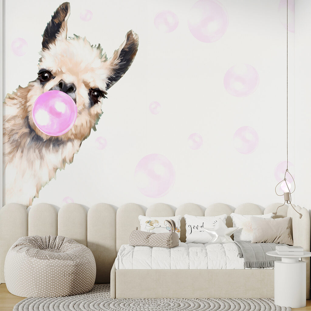 Een lama die een bel blaast — interieur 4