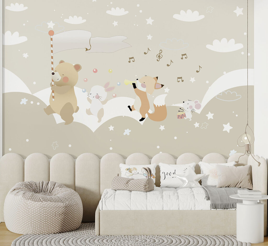 Dierenmuzikanten tussen zachte wolken — interieur 1