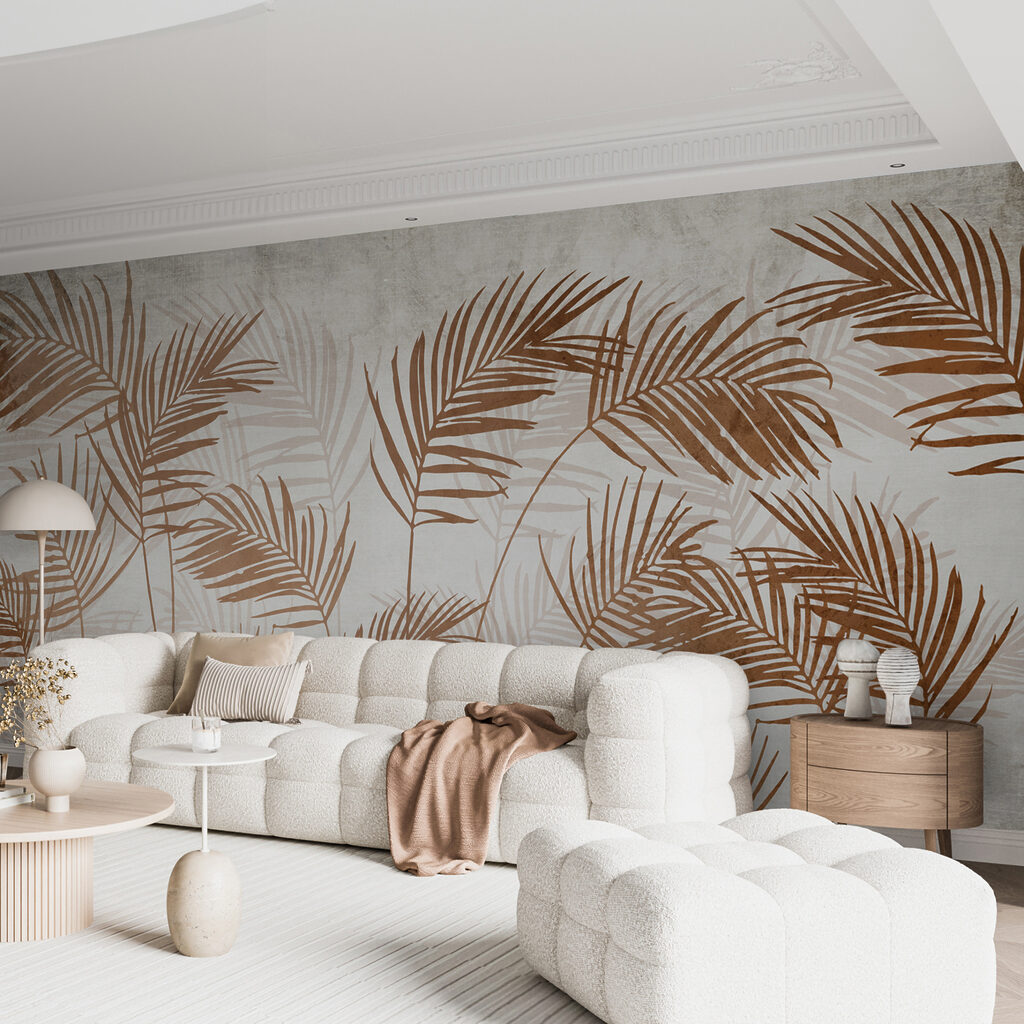 Palmbladeren in warm koper — interieur 5