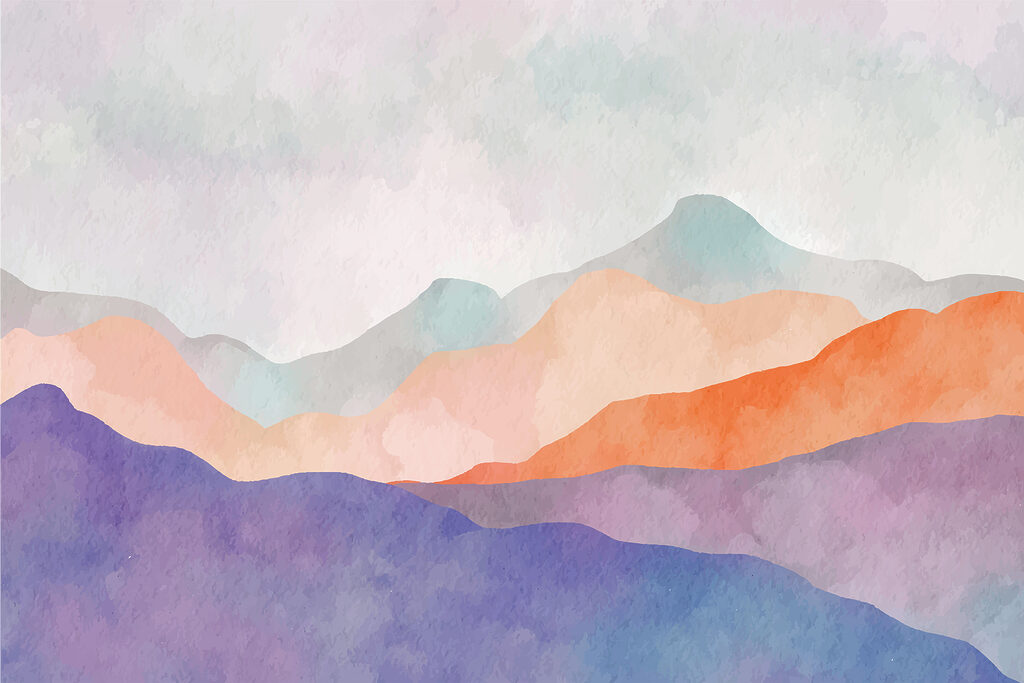 Paarse bergen, oranje horizon — volledig ontwerp