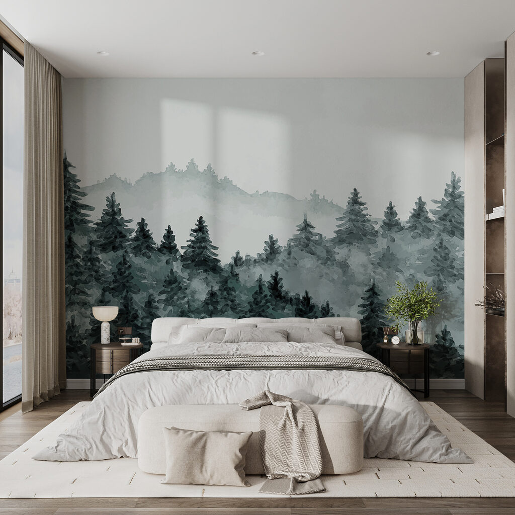 Dennenheuvels in lichte mist — interieur 5