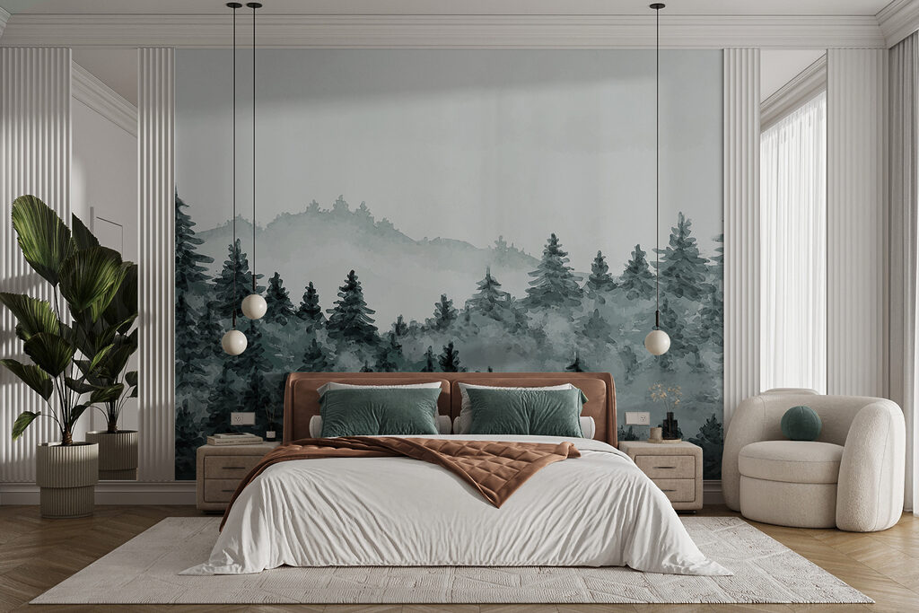 Dennenheuvels in lichte mist — interieur 6