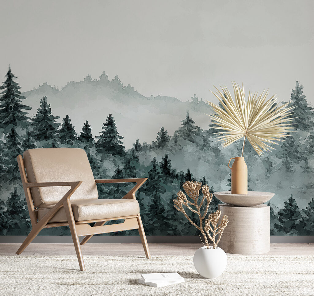 Dennenheuvels in lichte mist — interieur 2
