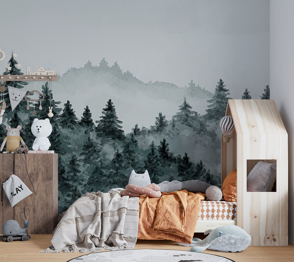 Dennenheuvels in lichte mist — interieur 4