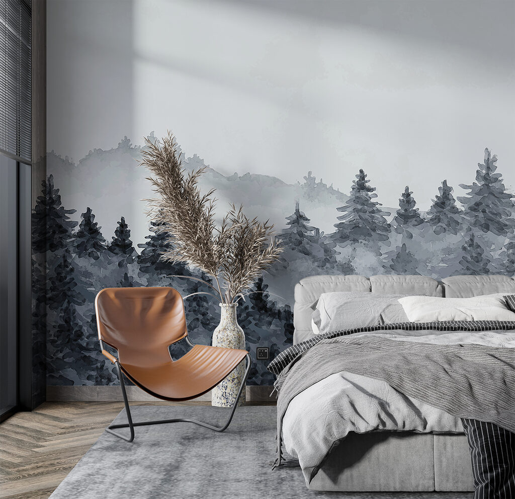 Dennenheuvels in lichte mist — interieur 2