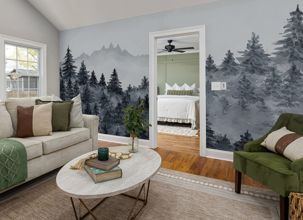 Dennenheuvels in lichte mist — interieur 3