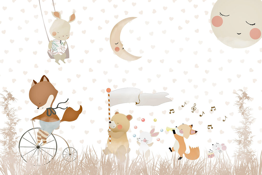 Dierenparade onder de maan — volledig ontwerp