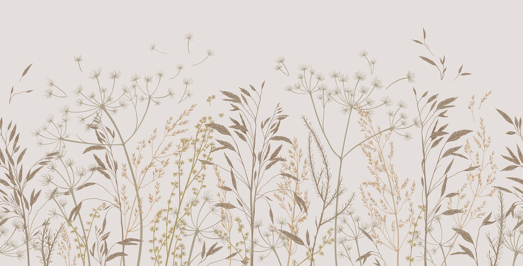 Fijne zandkleurige veldbloemen — volledig ontwerp