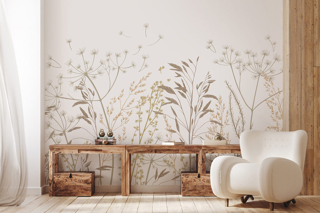 Fijne zandkleurige veldbloemen — interieur 1