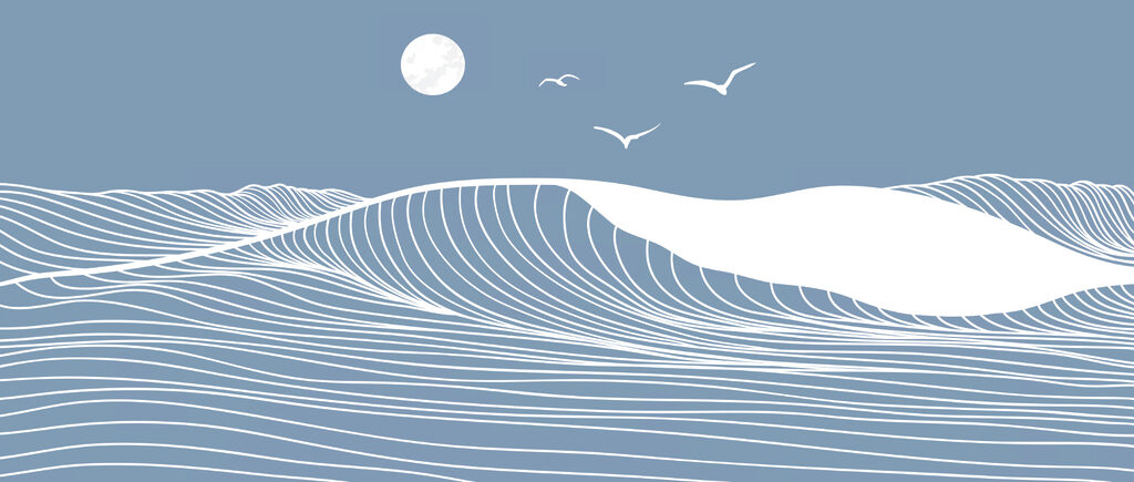 Golven en vogels in de lucht — volledig ontwerp