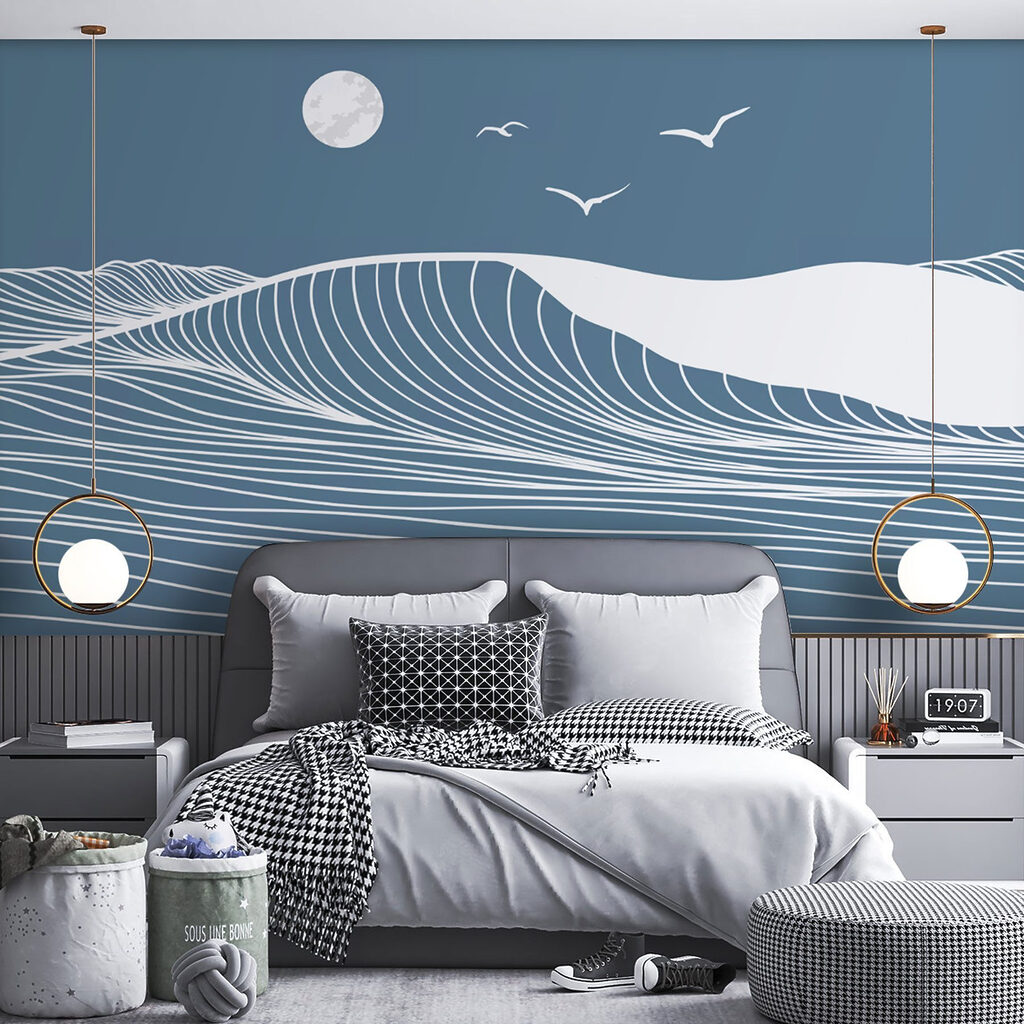 Golven en vogels in de lucht — interieur 5