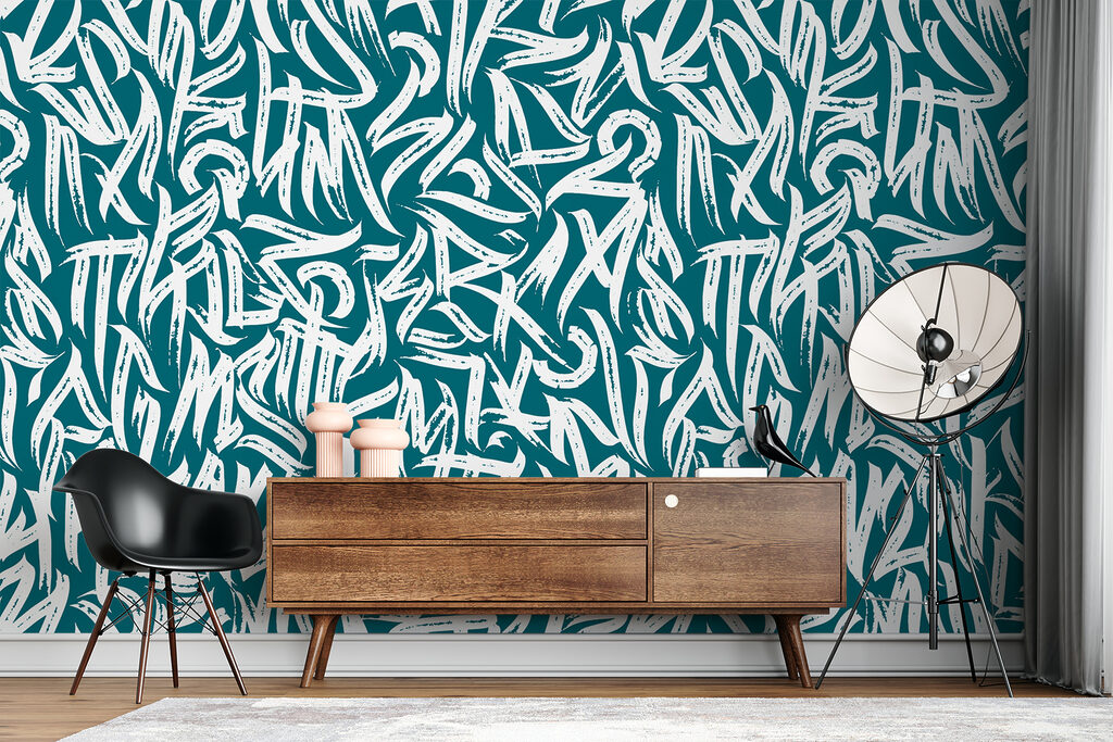 Tekens als wilde penseelkrullen — interieur 1