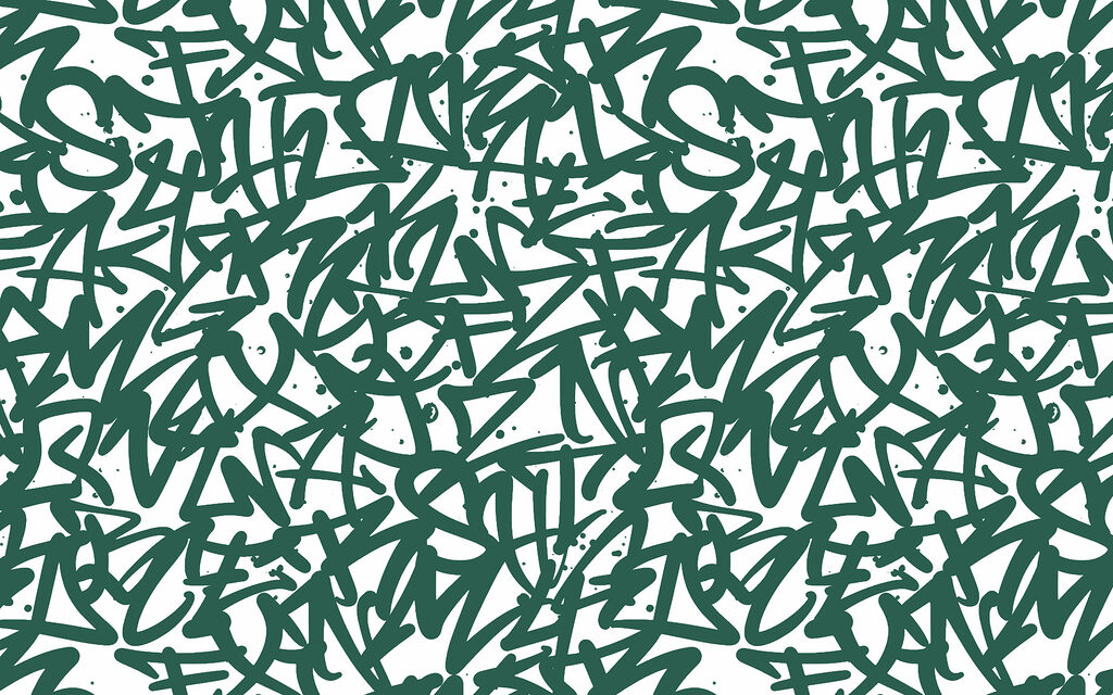 Groene letters op wit — volledig ontwerp